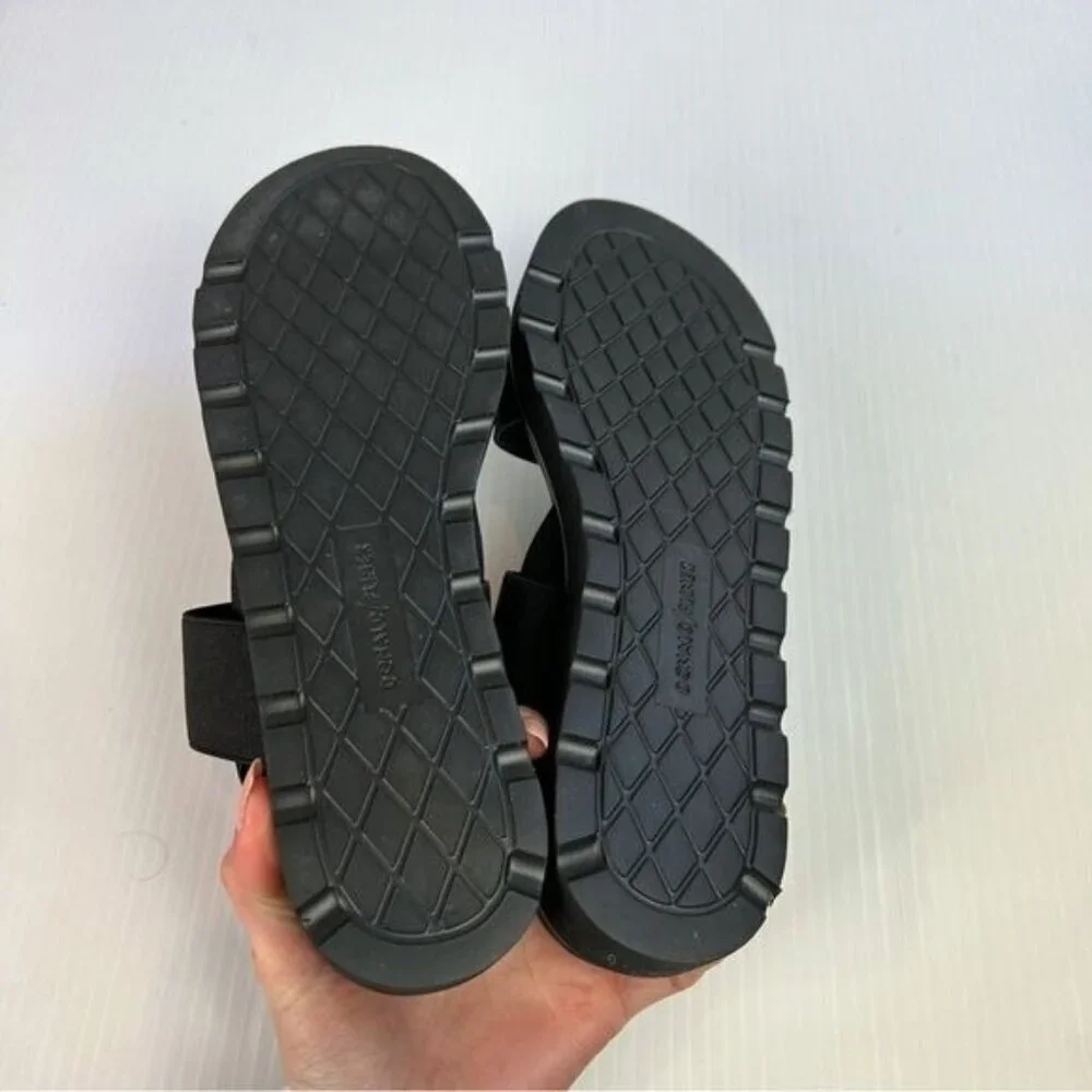 Donald J. Pliner Womens Black Lue Stretch-Strap Flatform Sandals size 8